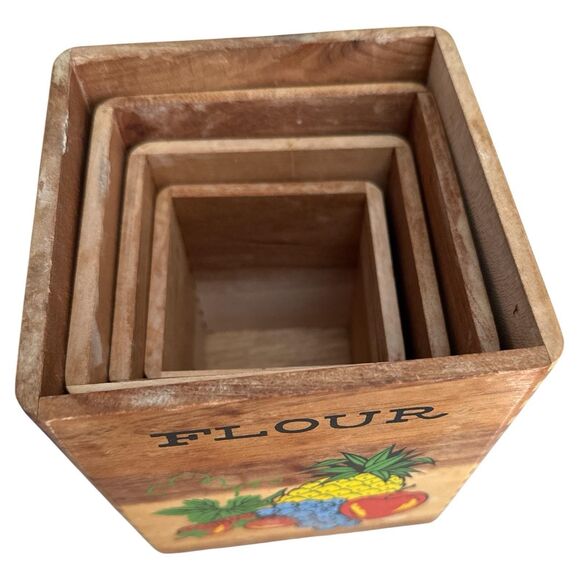 Vintage 1960s Fruit Decoupage Canister Set: Retro Farmhouse Kitchen Decor - Picture 4 of 11